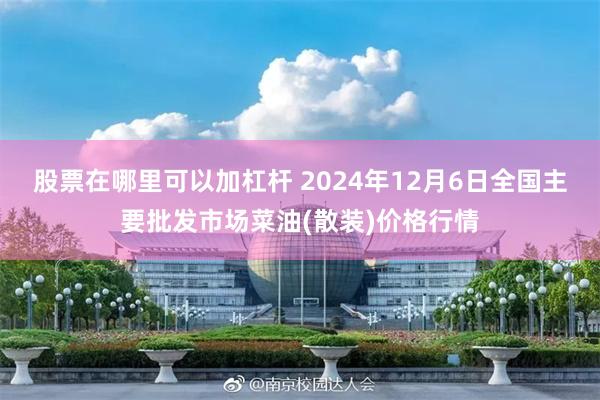 股票在哪里可以加杠杆 2024年12月6日全国主要批发市场菜油(散装)价格行情