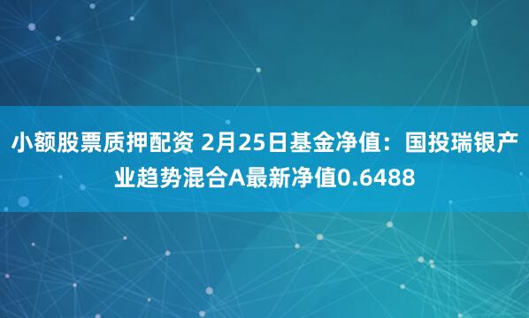 小额股票质押配资 2月25日基金净值：国投瑞银产业趋势混合A最新净值0.6488