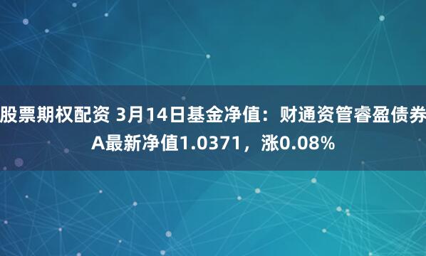 股票期权配资 3月14日基金净值：财通资管睿盈债券A最新净值1.0371，涨0.08%