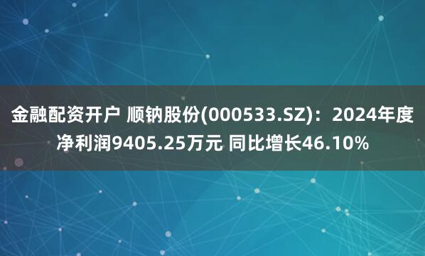   金融配资开户 顺钠股份(000533.SZ)：2024年度净利润9405.25万元 同比增长46.10%